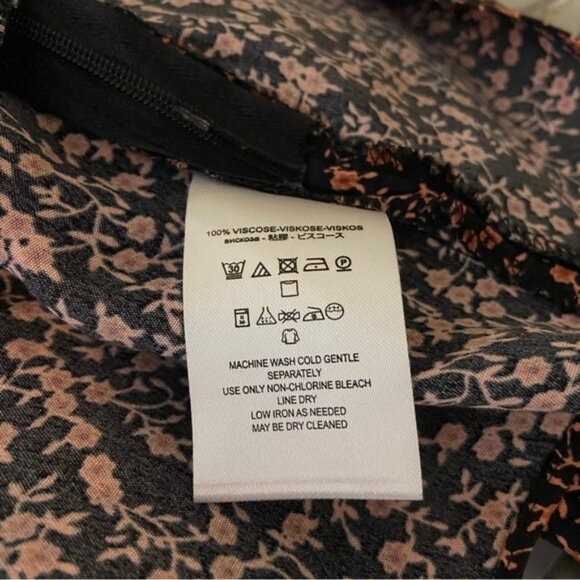 Free People XS Extra Small Clara Black Floral Ditsy Print Mini Tunic Dress Boho - Picture 7 of 8